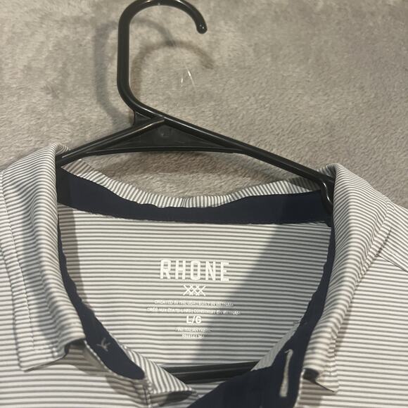 Rhone Polo Shirt Mens Extra Large XL Gray Stripe Performance Golf - Picture 3 of 7